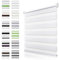 Doppelrollo Klemmfix ohne Bohren Weiß B55 x H200cm(Stoffbreite 50cm) Rollos für Fenster ohne Bohren & mit Bohren Duo Rollo Klemmrollo Zebrarollo Rollo Höhe Stufenlos Verstellbar & Kindersicherung
