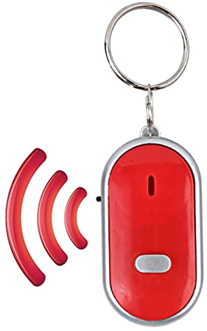 Localisateur de clé, localisateur de clé de sifflet localisateur d'article localisateur de chaîne de clé Commande vocale Dispositif Anti-Perte pour téléphone Porte-clés Portefeuille Bagages(Rouge)