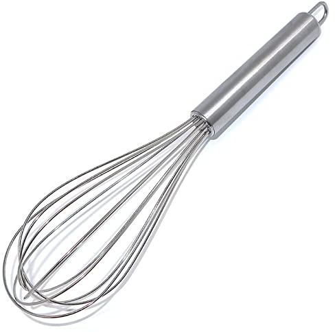Frusta da Cucina in Acciaio Inossidabile, Sbattitore Manuale 26cm, Frusta a Mano di Alta Qualità per Mescolare, Mescolare la Pastella, le Uova, la Schiuma