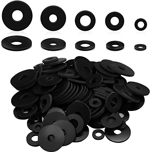 120Pcs Rubber Washer Kit - 12/18/20/25/30mm Heavy Duty Rubber Flat Washers for Bolts, Grommets, Household Plumbing, Appliances, Faucets, Shower Doors