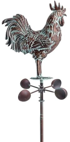 CLYB Metal Rooster Wind Spinner for Yard and Garden Statue Décor,79 Antique Copper Chicken Yard Spinner Outdoor,Kinetic Wind Sculptures & Spinners,Metal Animals Garden Stake for Patio,Lawn,Backyard