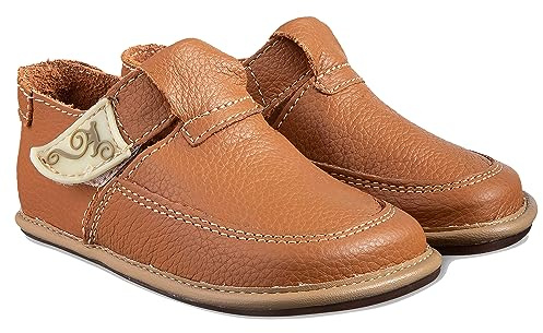 Magical Shoes Barefoot Kids, Scarpe Primi Passi morbide per Bambini, Sandali Chiusi per Ragazze e Ragazzi, Scarpe per Gattonare, Minimal, Primavera – Estate, Chiusura in Velcro, 001 Lulu 2 Caramello,