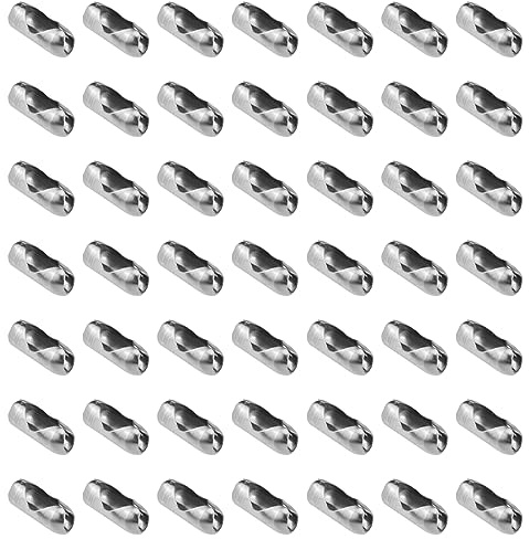 70Pcs Silver Ball Chain Connectors Fit for 3mm 3.2mm Beaded Chains Pull Connector Clasps for Roman Rollers Blinds Ceiling Fan Decor Chain Repair Jewelry Making Accessorie Clips for DIY Crafts