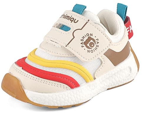 MASOCIO Lauflernschuhe Baby Jungen Mädchen Babyschuhe Schuhe Kinder Kinderschuhe Krabbelschuhe Sneaker 12-18 Monate Beige Größe 19 (Herstellergröße 16)
