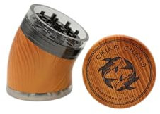 CHIKO CHAKO® Großer Premium Grinder in Holzoptik für Zuhause | 4-teilig mit Pollen Scraper & Pollensieb | Crusher für Spice & Kräuter | Natur Birke