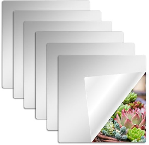 GALOZZOIT 6 Piezas Espejo Pared, 20x20 cm Adhesivo Flexible Decorativo Acrílico Espejos Puertas Armario Habitación