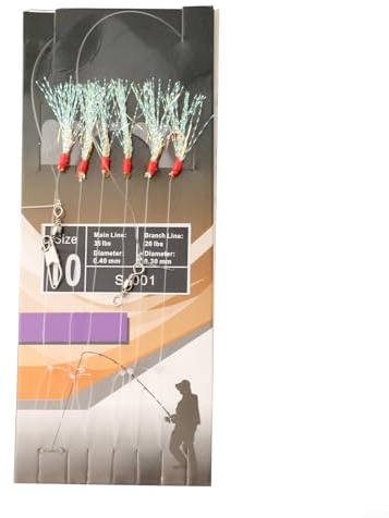 Sabikis Feather Fishing Lure Rigs 6pcsPack, Bait Jig Lure, Mackerel and Herring Bait (10#)