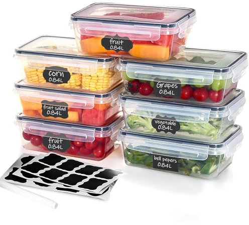 Goldeluxe 7 x 840ml Boîte Conservation Alimentaire, Sans BPA, Boîte Alimentaire Set, Plastique Boîte Hermetique Alimentaire, 100% Étanche, Adaptés au Micro-ondes, au Congélateur et au Lave-vaisselle