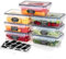 Goldeluxe 7 x 840ml Airtight Food Containers BPA Free Portable Plastic Fridge Dishwasher Safe Storage Containers Ideal for Storing and Transporting Food, Fruit, Salads and Soups