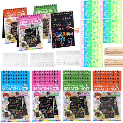 20 Pack Scratch Notebooks, Rainbow Scratch Paper Art Notebooks, Scratch Note Pads with Wooden Stylus, Scratch Art Notebook for Kids Birthday Party Favors, Goodie Bags Stuffers, Classroom Prizes
