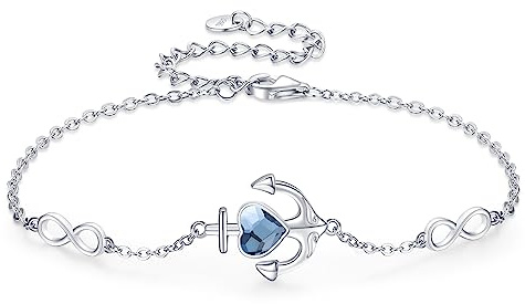 Anchor Bracelets 925 Sterling Silver Anchor Heart Crystal Infinity Symbol Bracelets Nautical Sailor Ocean Jewelry gift for Women