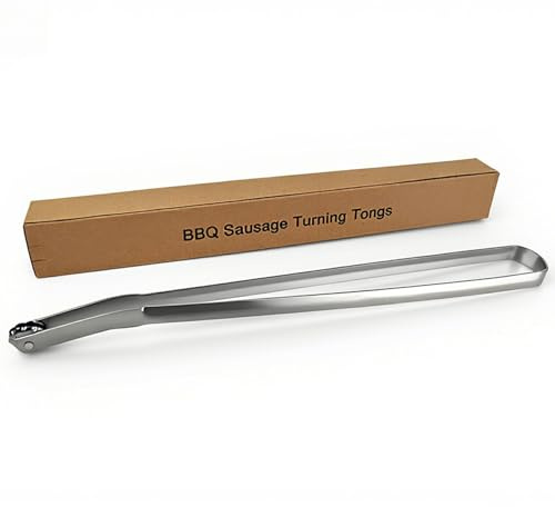 Wzzy Gurden Pinzas de Barbacoa con Rueda Larga para Salchichas – Carne – BBQ Sausage Turning Tongs For Cooking – Rotatorio – Pinzas de Metal – Pinzas de Cocina de Acero Inoxidable para cocinar