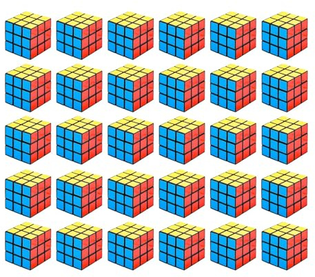 30 Piezas Mini Cubos Mágicos, 3 x 3 x 3 cm Mini Cubo de Velocidad Dados Mágicos Speed Cube Conjunto Colorido para Fiestas Navidad Cumpleaños