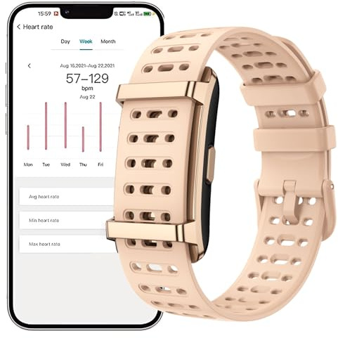 findtime Fitness Tracker Braccialetto tracker di attività senza display Wearable Contapassi frequenza cardiaca Monitoraggio della frequenza cardiaca Wristband Nylon Smart Band Modalità Multisport Oro