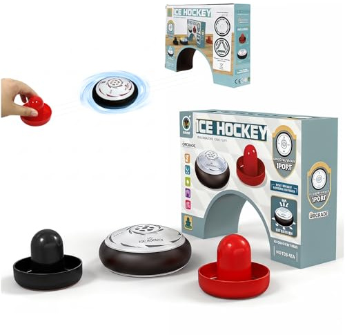 KutaKuta Air Hockey Brettspiel, 2 in 1 Interaktion Tischhockey Katapult mit 2 Roten Air Hockeys Schiebern, Tragbares Air Hockey Tisch | Schachbrettset Partyspiele Tisch Desktop Spiel für Erwachsene