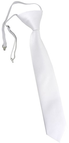 TigerTie - cravatte per bambini - bianco Uni - cravatta prebonded con elastico