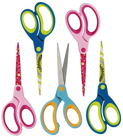 Herlitz Design Bastelschere aus Stahl/Kunststoff (5 Stück, Bastelschere | spitz)