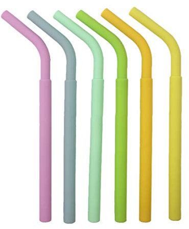 ZuanYin Populares Dland Silikon-Trinkhalme, 6er-Set mit Reinigungsbürste, Trinkhalme für Yeti/RTIC Rambler Tumbler 30oz oder 567 ml, BPA-frei für Heimdekoration 6 Pure Colors