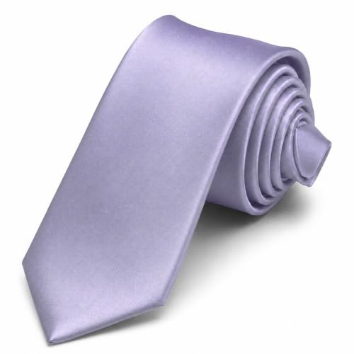 Trimming Shop Skinny Neck Tie 5cm Solid Colour Slim Ties Soft Polyester for Formal Wear Skinny Tie Unisex Classic Formal Necktie for Wedding, Prom, Celebration, Party & Business Meeting - Light Purple
