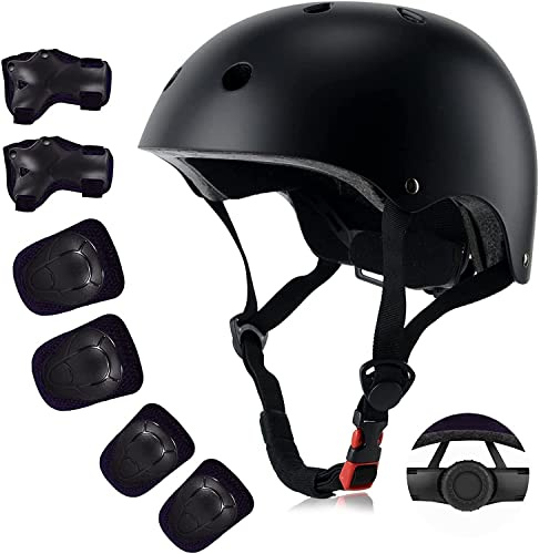 Kids Helmet Toddler Helmet Kids Sport Protective Gear Set Boy Girl Child Cycling Helmet with Knee Pads Elbow Pads Wrist Guards Youth Skateboard Helmet for Kids