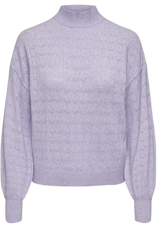 ONLY Damen Pullover Onlandria Ls Loose Highneck Cc KNT, Pastel Lilac/Detail:Melange, L