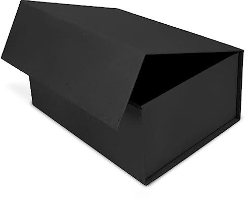 Verpackungswelt Geschenk-Box mit Deckel | 31 x 22 x 15 cm | Geschenk-Karton mit Magnet-Verschluss | Perfekt für Geburtstag, Hochzeit, Weihnachten, Geburt | Geschenk-Verpackung in Schwarz Natur