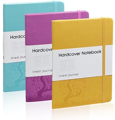 SINOBAND Lined Journals for Writing, 3 Pack, PU Leder Hardcover Notebook, A5 Größe, Wide Ruled Paper, Bullet Journaling Reise-Notizbuch für College-Studenten, Schriftsteller, Business, Büroangestellte