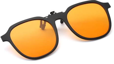 Lång behållare polariserad clip-on solglasögon över receptbelagda glasögon män kvinnor flip up körglasögon anti-bländning fyrkantig rund klämma på solskydd UV400, Orange, En storlek