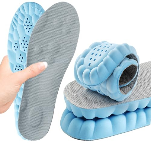 Memory Foam Insoles with Arch Support for Women Men,Comfort Massage Insoles Replacement Shoe Inserts for Trainers Sneakers Sports Shoes Work Boots,Breathable,Shock Absorption (Blue, 4/4.5UK)