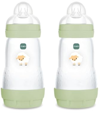MAM Biberon Anticolica Easy Start 260 ml (Set da 2), Tettarella 2, Verde