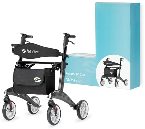Helavo Ultralight Carbon Walker - Only 5.6 Kg - 12.3 lbs Light - Lightweight Carbon Fiber Walker for Seniors