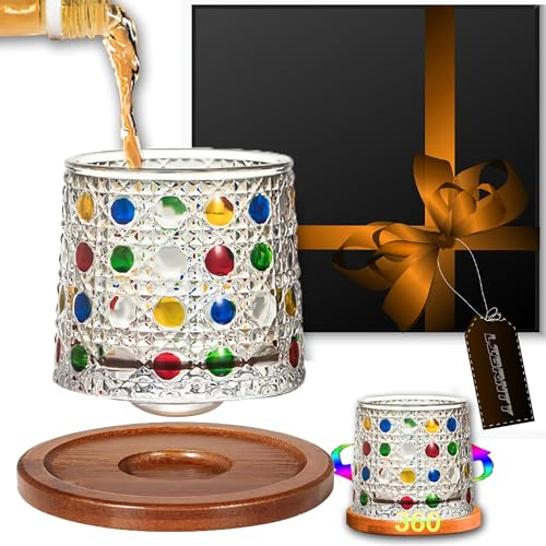LIBRNTY Verre cognac,Verre à Martini à Bascule,Verres à Rhum Rotatif,Verre à Whisky à Bascule,Profil Sphérique Inférieur,Rotation à 360 Degrés pour Cognac Cocktail,Bourbon,Scotch e Liquori