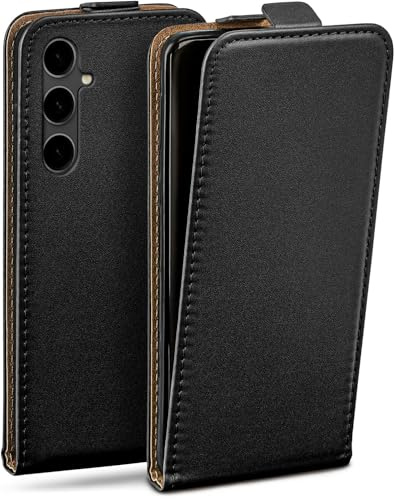 moex Flip Case für Samsung Galaxy S23 FE Hülle klappbar mit 360 Grad Schutz, Handyhülle mit Displayschutz, PU Leder Handytasche Lederhülle, Flip Case Cover Klapphülle, Schwarz
