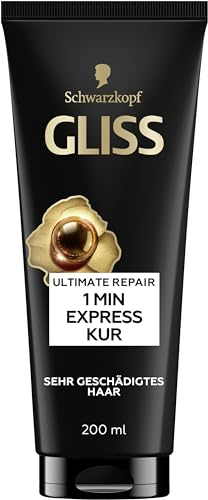 Gliss 1-Minute Intensivkur Ultimate Repair (200 ml), Haarkur mit Keratin für extrem geschädigtes Haar, schon nach 1 Minute wirksam