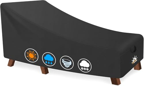 Zettum Cubierta para tumbona de jardín 190 cm, Funda para chaise longue de Patio 600D Oxford in PU, Cubierta Muebles Jardín impermeable y resistente a los rayos UV (193 X 81 X 81 CM)