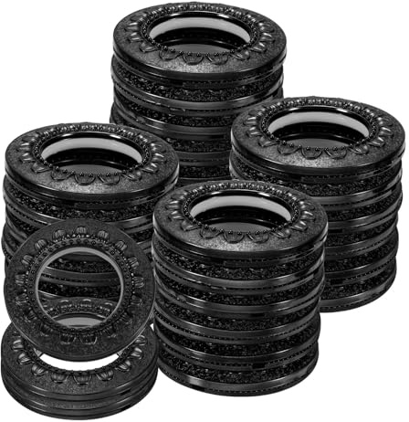 sourcing map 32 occhielli per tende, 42 mm, con motivo identificativo, per tende da finestra, anelli scorrevoli a basso rumore, anelli per tende romane, per asta per tende domestiche, nero