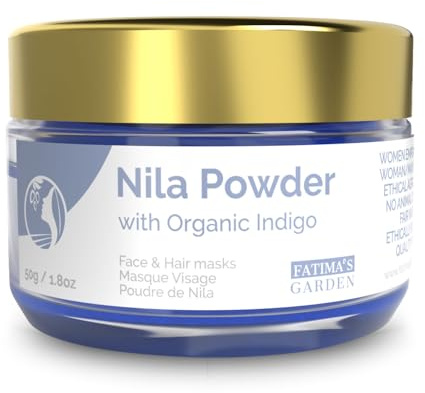 Fatima's Garden Pure Nila Indigo Powder 50g - Natural Moroccan Face & Hair Care Powder for Exfoliating and Moisturizing