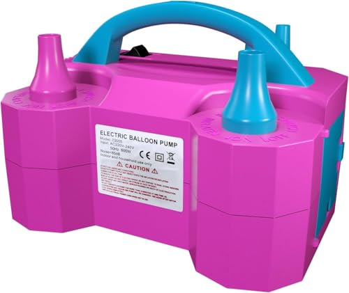 Electric Balloon Pump, Portable Electric Air Balloon Pump Dual Nozzle Air Blower Pump 110V 600W Rose Red Balloon Inflator for for Party Decorations