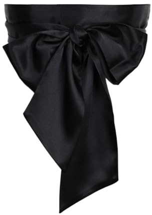 Inzegao Cinturón largo de satén ancho para mujer, para vestido, cinturón de cinta para boda, dama de honor, fiesta de baile, Negro -, Talla única