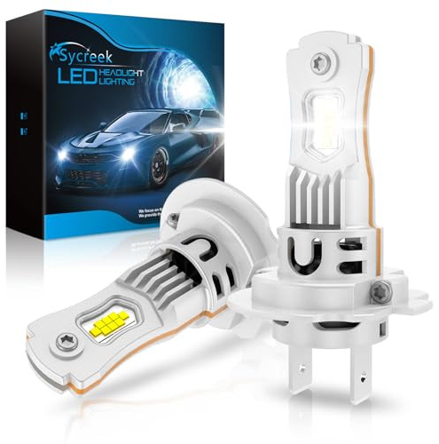 Sycreek Bombilla LED H7 120 W 30000LM 700% Super Bright,6500 K Blanco Frío,No requiere adaptador, Anti Error, Mini Tamaño 1:1 Ventilado, Plug & Play, 2 Bombillas H7