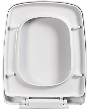 Sedile WC con chiusura ammortizzata con cerniera a sgancio rapido, design quadrato, fissaggio superiore, copertura arrotondata in polipropilene bianco, facile da pulire, per bagni domestici e