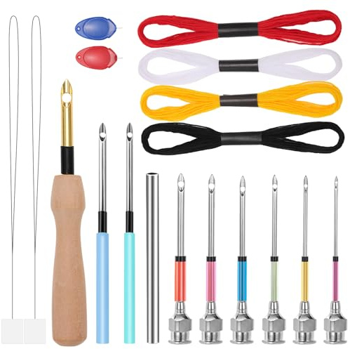 JSRQT 18 PCS Kit D'aiguilles À Poinçonner Broder 8 Tailles Aiguille Broderie Punch Needle pour Débutantadulte Stylo Ajustables Brochage Ensemble Réglable Point Setpour Couture Magic Outil L'artisanat