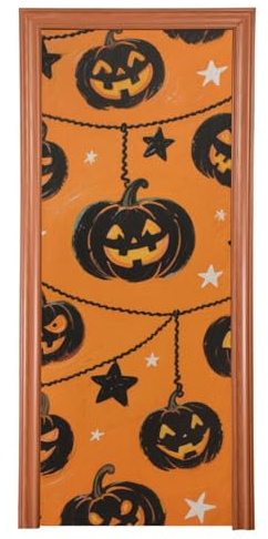 Svart ond Halloween pumpa klassrum dörrskydd 91 x 248 cm alla hjärtans dörr banderoll fest dekoration och tillbehör för hem L