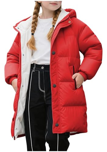NSICBMNO Girls Puffer Jacket Long Winter Coats Kids Padded Coat - Hooded, Warm, Lightweight, Quilted, Padded, Down, Zip Up, Long Sleeve, Thick, Thermal, Overcoat, School Coats For 2-11 Years