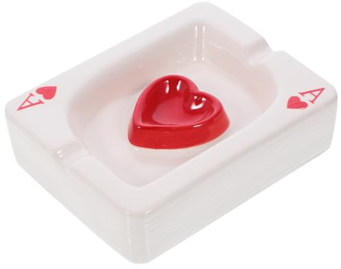 GOOHOCHY Cenicero Base Plana Diseño Creativo de Cerámica de Póker Varios Estilos en Forma de Corazón y Diamante y Decoración Adorable Varios Estilos para Oficina y Hogar