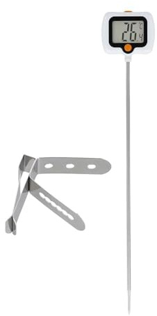 BildeeMait Termómetro digital con clip para olla para sonda de acero inoxidable, -50 a 300, pantalla giratoria, azúcar, aceite y leche para cocinar