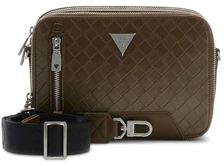 GUESS borsa a tracolla borsa da polso Torino Camera Bag Double Zip Dark Olive marrone