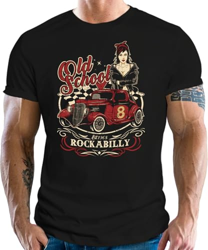 GASOLINE BANDIT Camiseta original Biker Racer Rockabilly Hot-Rod Diseño: Old School Rock, Negro , XXL