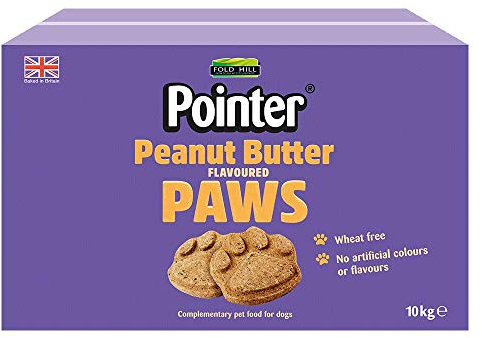 Pointer - Peanut Butter Paws Adult Dog Treats - Wheat Free Dog Treats with No Artificial Flavourings, Perfect for Healthy Teeth, 10kg Box