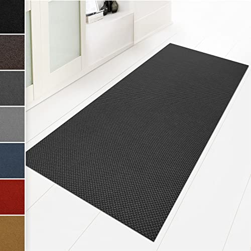Floordirekt Schmutzfangmatte 120 x 200 cm Anthrazit, ideal auch als Schmutzfangteppich nach Maß, Teppich Flur Läufer, Küchenteppich - waschbar rutschfest, Sauberlaufmatte, Meterware (Hong Kong)